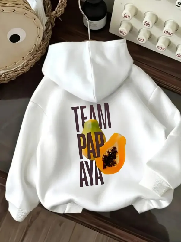 Tailorly Women's Printed Hoodie - Team Papaya With Ripe Tropical Fruit Illustration Hoodie made by Tailorly
