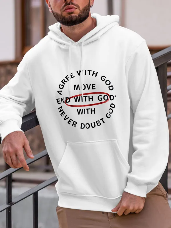 Tailorly Men's Printed Hoodie - Agree With God Move Never Doubt Motivational Text Hoodie made by Tailorly