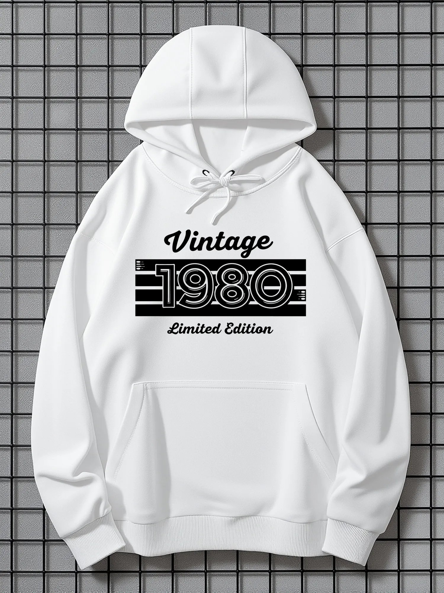 Tailorly Men's Printed Hoodie - Vintage 1980 Limited Edition Bold Graphic Text With Retro Number Font Hoodie sold by Tailorly