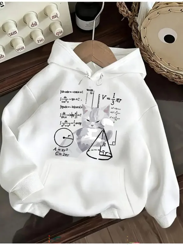 Tailorly Women's Printed Hoodie - Abstract Geometry Formulas And Shaded Smoke Effect With Science Symbols Hoodie made by Tailorly