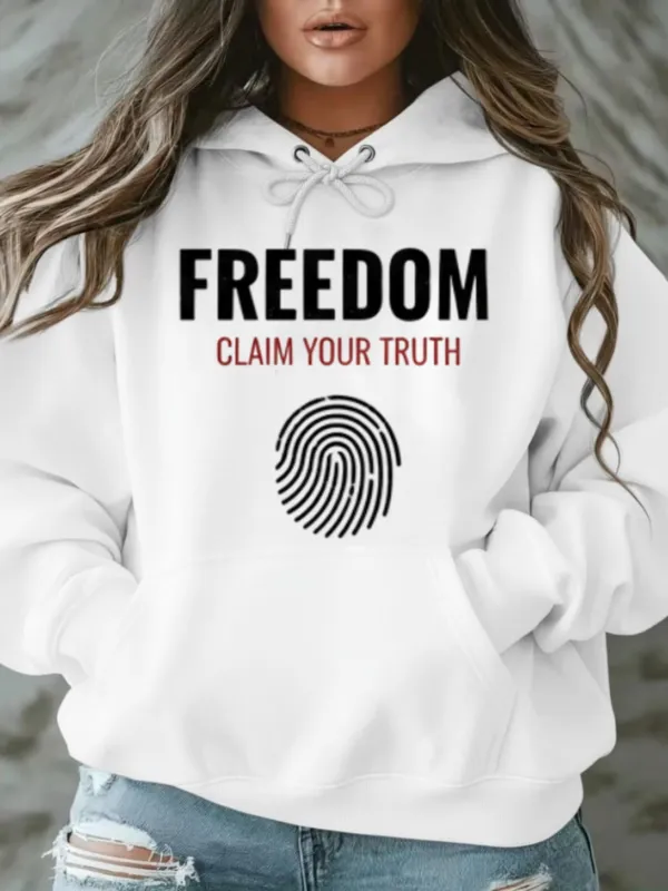 Tailorly Women's Printed Hoodie - Freedom Claim Your Truth With Emphasized Fingerprint Pattern Hoodie made by Tailorly