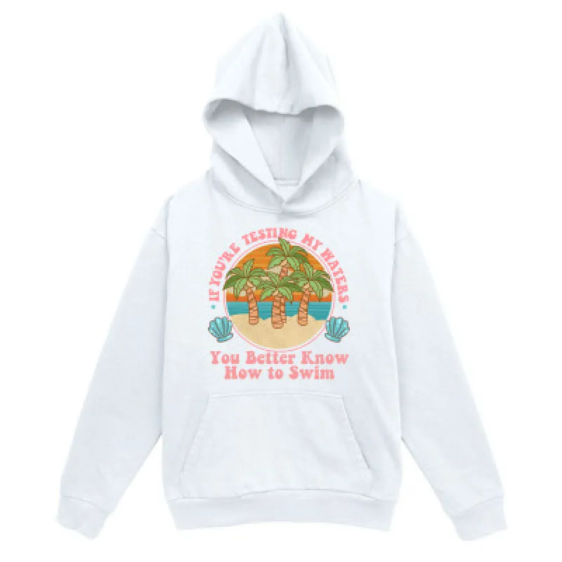 Tailorly Men's Printed Hoodie - Waves Crashing On Sandy Beach With Palm Trees In Tropical Paradise made by Tailorly