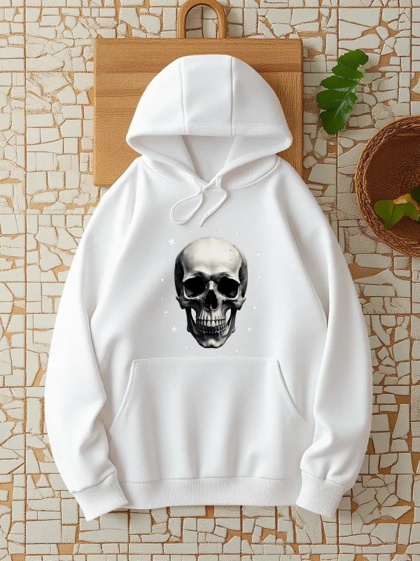 Tailorly Women's Printed Hoodie - Realistic Shadows And Bone Details Symmetrical Skull made by Tailorly