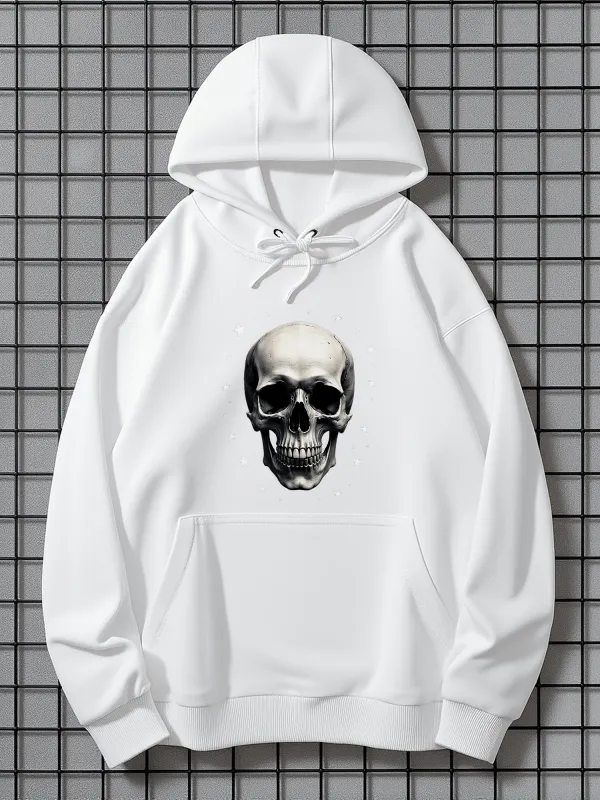 Tailorly Men's Printed Hoodie - Dark Shadows Cast Over Realistic Human Skull made by Tailorly