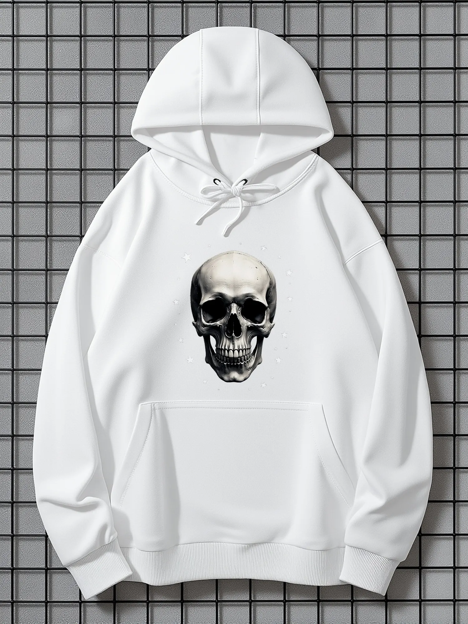 Tailorly Men's Printed Hoodie - Dark Shadows Cast Over Realistic Human Skull sold by Tailorly