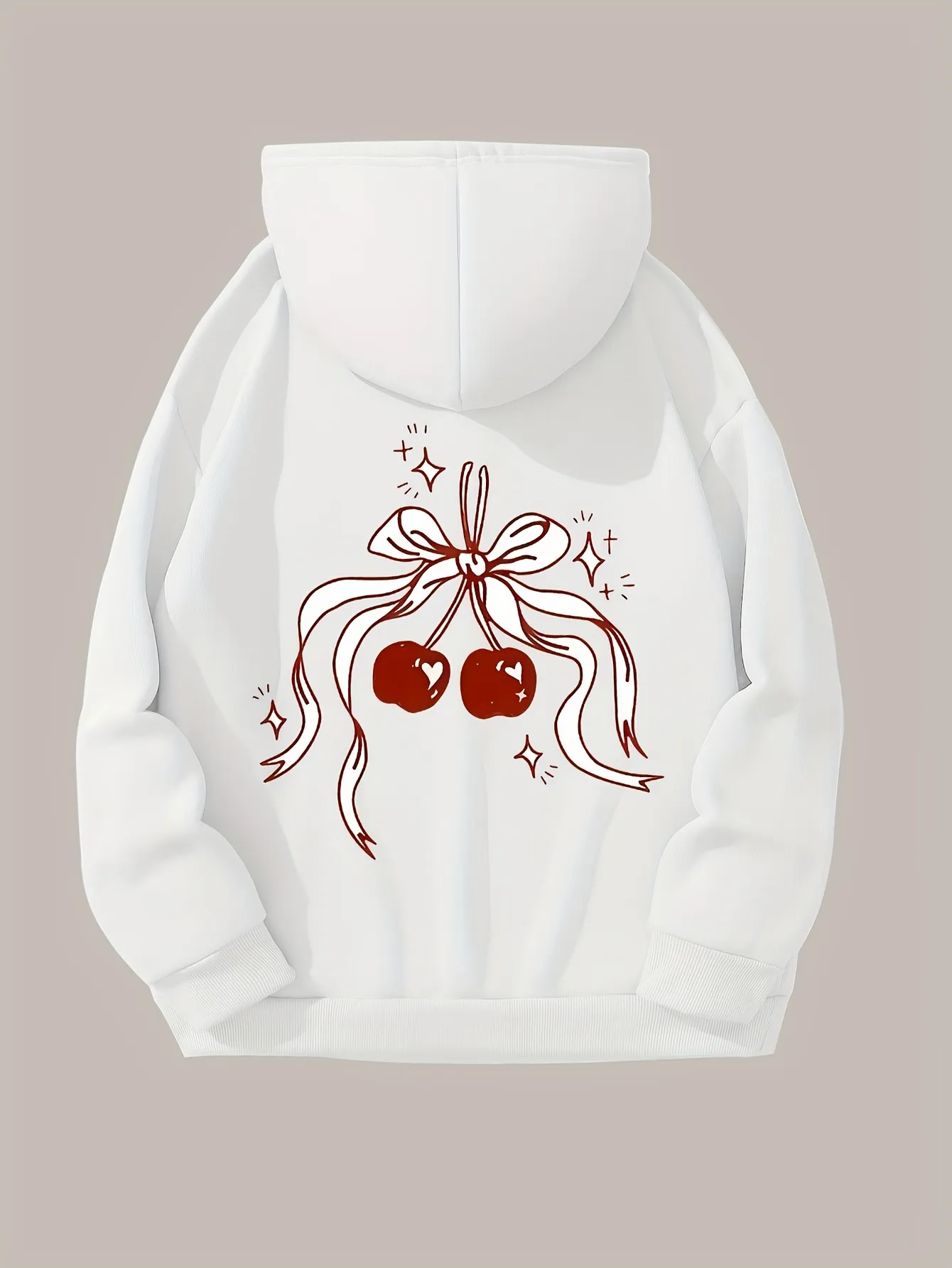 Tailorly Women's Printed Hoodie - Playful Ribbons And Sparkling Stars With Shiny Cherries sold by Tailorly