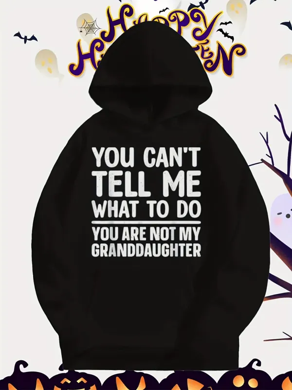 Tailorly Men's Printed Hoodie - Bold White Text With Playful Statement Across Solid Black Hoodie made by Tailorly