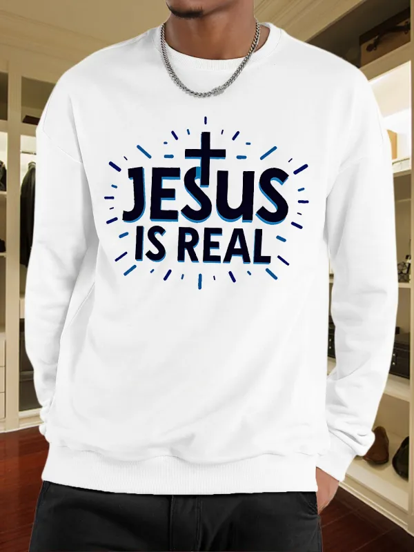 Tailorly Men's Printed Hoodie - Radiant Blue Beams With Cross Lettering Surrounding Inspirational Message Sweatshirt made by Tailorly