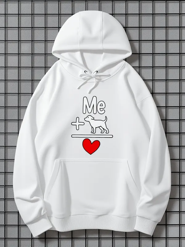 Tailorly Men's Printed Hoodie - Me Plus My Loyal Companion With Heart Dog made by Tailorly