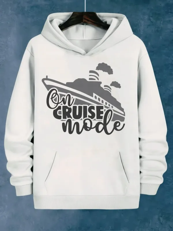 Tailorly Women's Printed Hoodie - On Cruise Mode Steaming Ocean Adventure With Large Passing Ship made by Tailorly