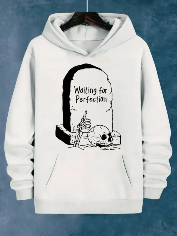 Tailorly Women's Printed Hoodie - Waiting For Perfection Among Simple Stone Tombstones With Skeletons Skull made by Tailorly