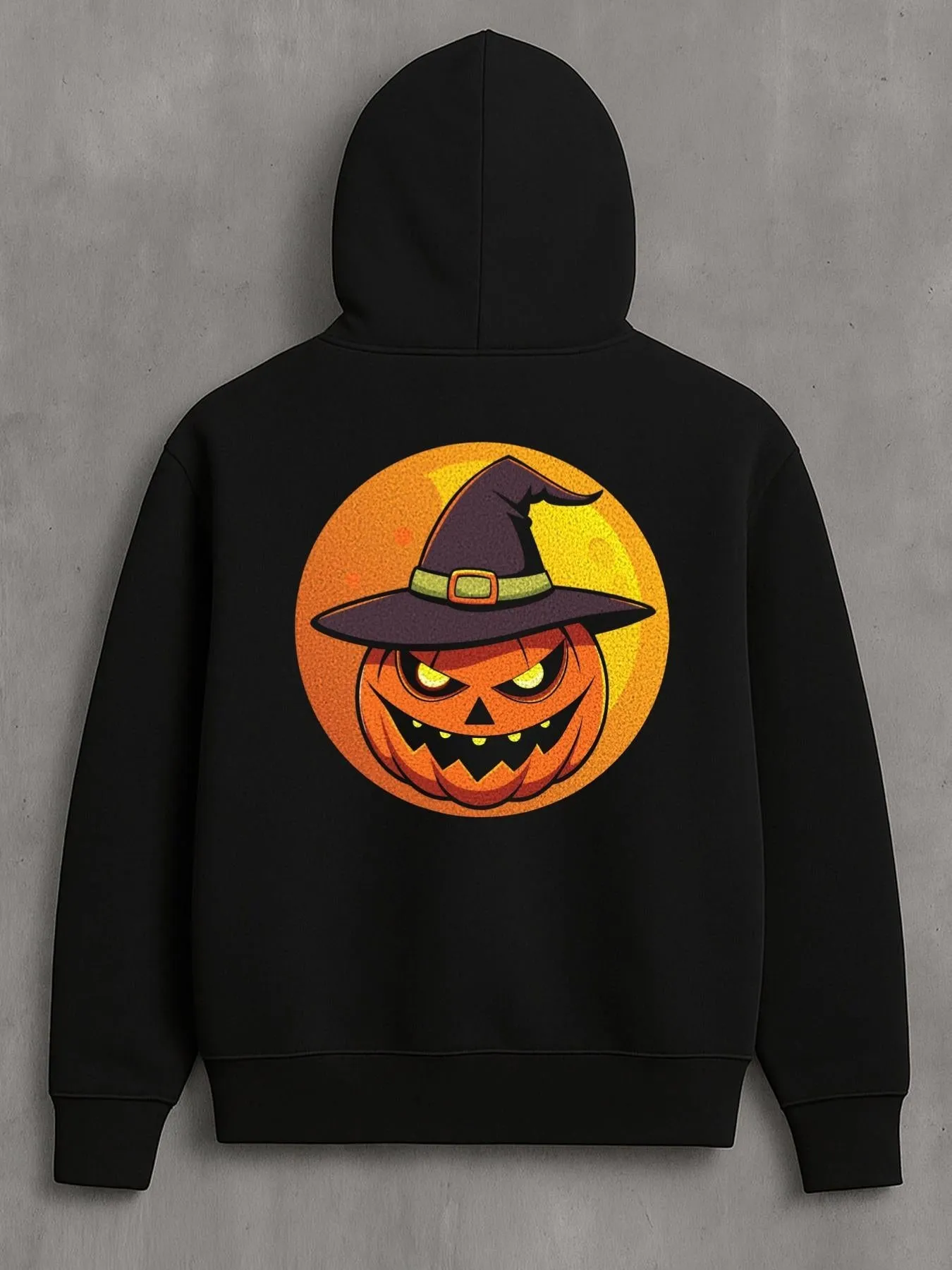 Tailorly Men's Printed Hoodie - Glowing Harvest Moon With Wicked Grinning Face Pumpkin sold by Tailorly