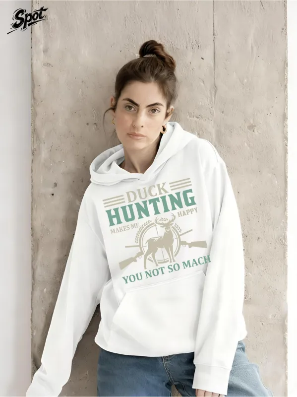 Tailorly Women's Printed Hoodie - Duck Hunting Vintage Style With Sun Rays And Flying Goose made by Tailorly