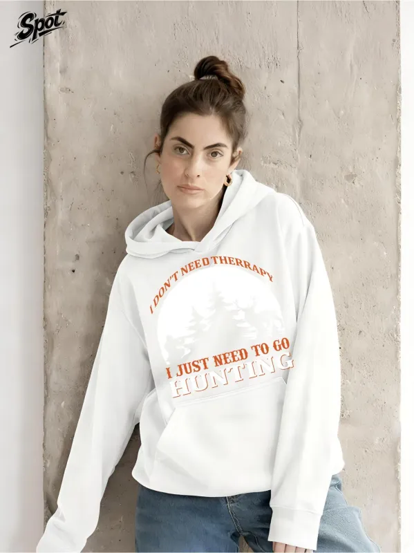 Tailorly Women's Printed Hoodie - I Just Need To Go Camping White Hoodie With Pine Trees And Vintage Nature Graphic made by Tailorly