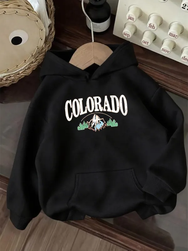 Tailorly Women's Printed Hoodie - Colorado Snowy Mountains With Trees And Nature Landscape Under Clear Sky Hoodie made by Tailorly