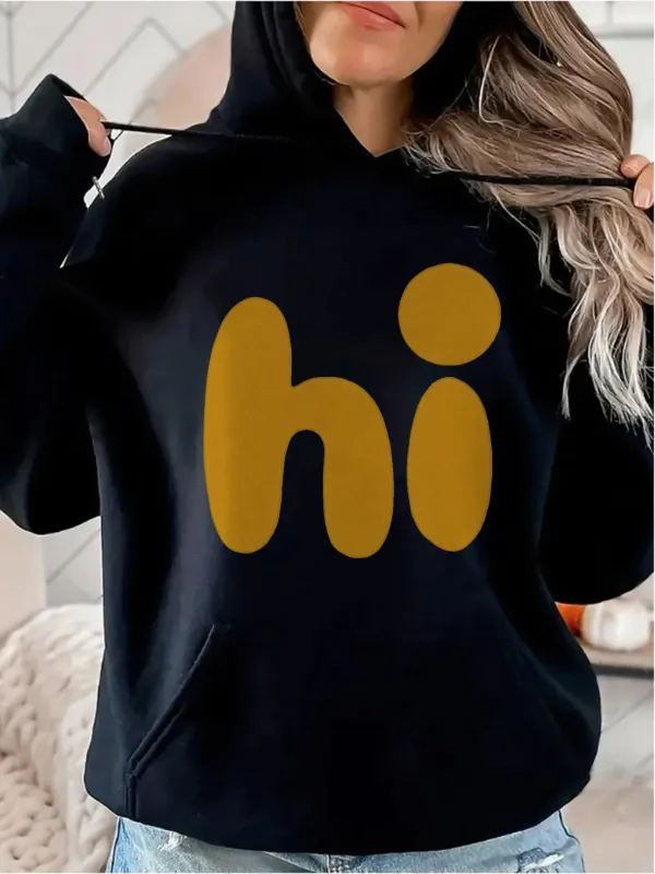 Tailorly Women's Printed Hoodie - Bold Playful Yellow Letters On A Soft Comfortable Casual Hoodie made by Tailorly