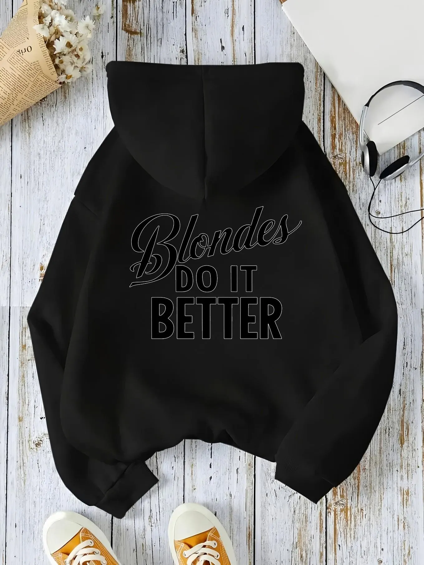 Tailorly Women's Printed Hoodie - Blondes Do It Better Bold Statement Typography Hoodie sold by Tailorly