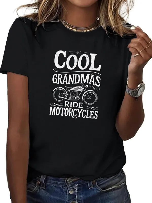 Tailorly Women's Printed Tee - Cool Grandmas With Vintage Style Motorcycle Illustration made by Tailorly