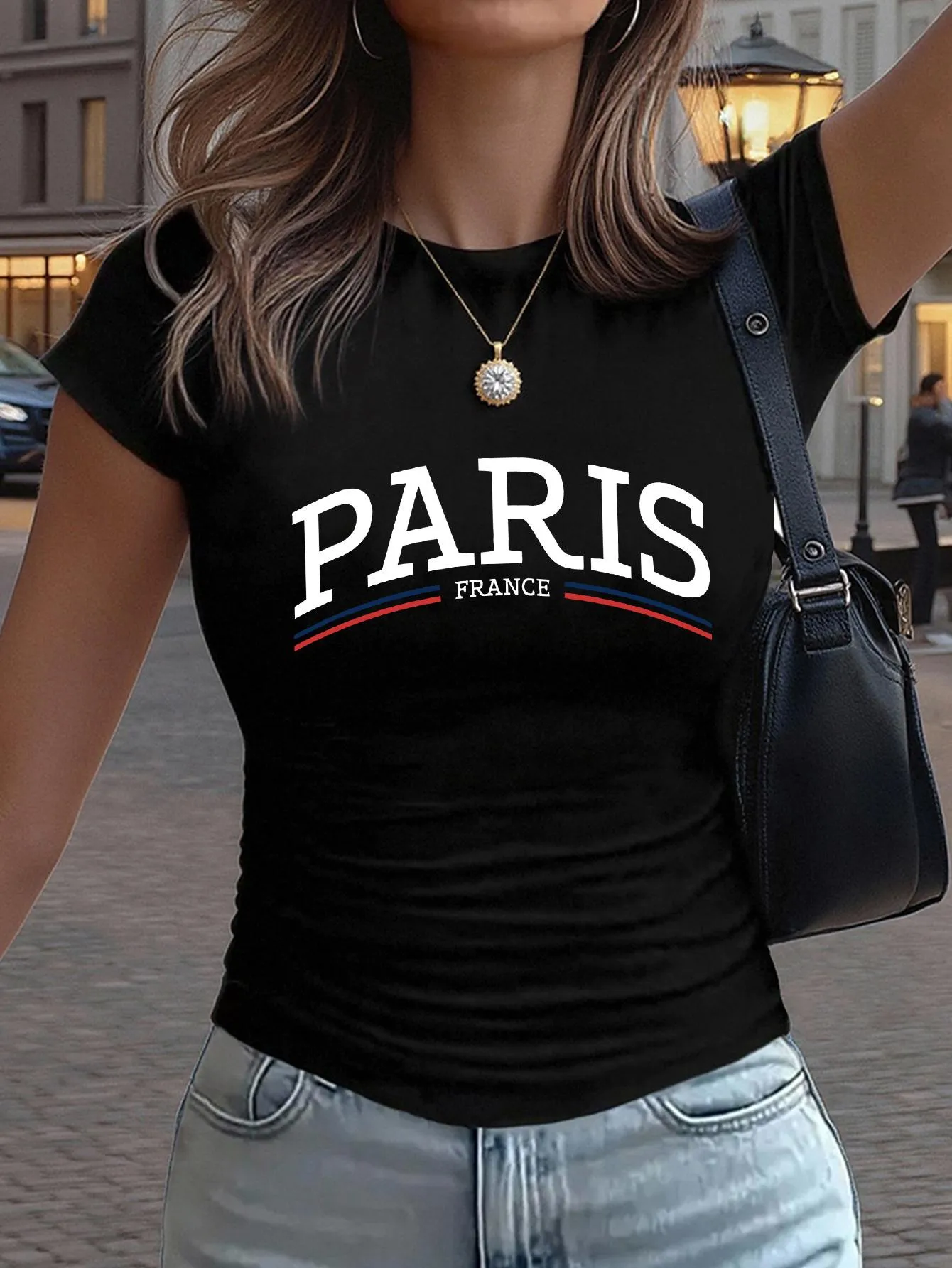 Tailorly Women's Printed Tee - Paris France Bold Lettering With City Chic Urban Modern T Shirt sold by Tailorly