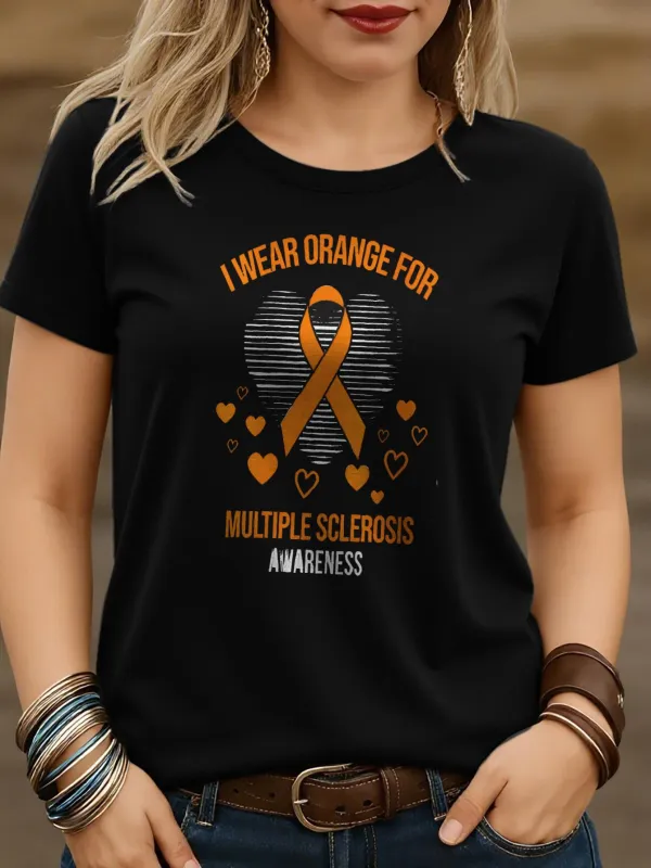 Tailorly Women's Printed Tee - I Wear Orange For Orange Ribbon And Heart Awareness Shirt made by Tailorly