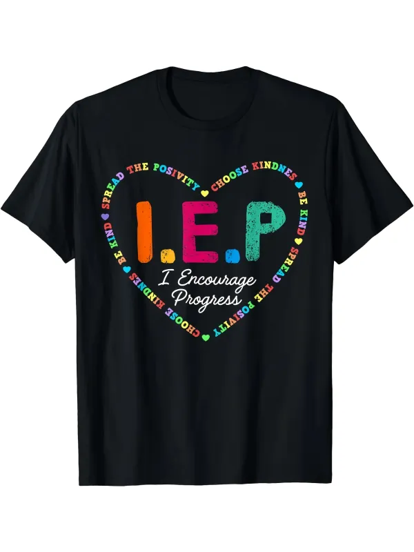 Tailorly Men's Printed Tee - IEP I Encourage Progress With Positive Words Inside Heart made by Tailorly