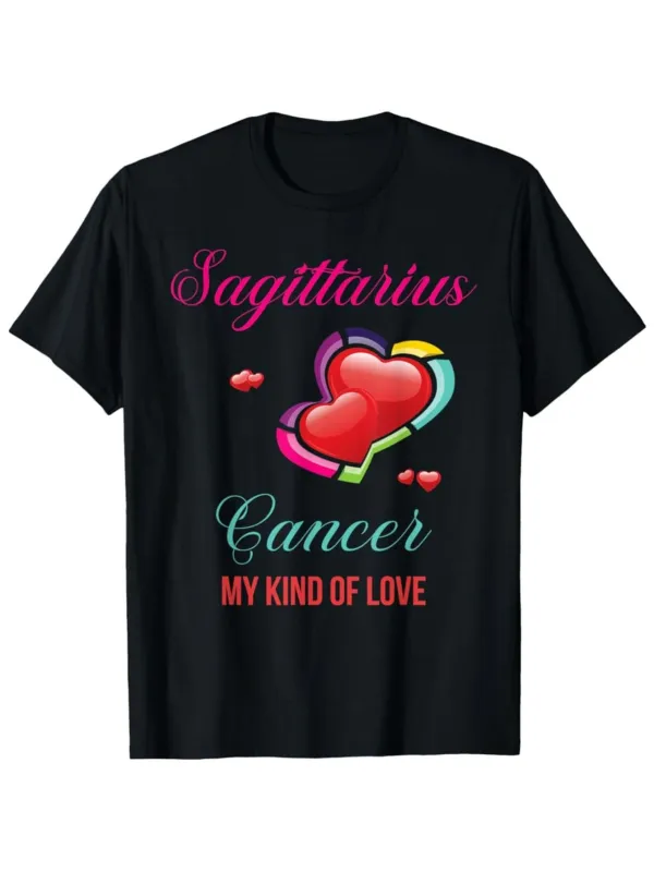 Tailorly Men's Printed Tee - Sagittarius Cancer My Kind Of Love Vibrant Rainbow Hearts With Romantic Elements Shirt made by Tailorly