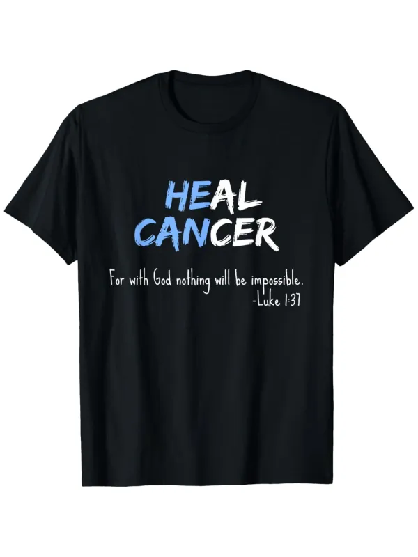 Tailorly Men's Printed Tee - Heal Cancer Bold Letters With Scripted Text Centered On Shirt made by Tailorly