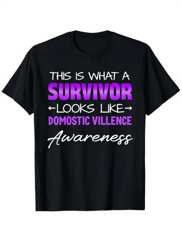 Tailorly Men's Printed Tee - This Is What A Survivor Looks Like Domestic Violence Awareness Shirt made by Tailorly