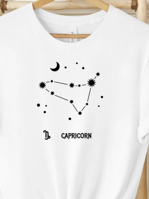 Tailorly Men's Printed Tee - Capricorn Constellation With Stars And Crescent Moon Symbol made by Tailorly