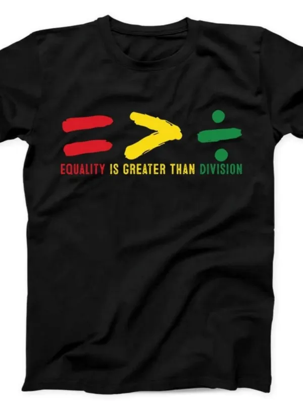 Tailorly Men's Printed Tee - Equality Is Greater Than Division With Colorful Painted Math Symbols Shirt made by Tailorly