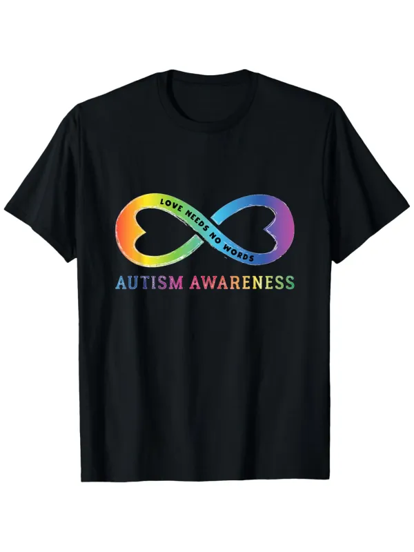 Tailorly Men's Printed Tee - Love Needs No Words Rainbow Infinity Autism Awareness made by Tailorly