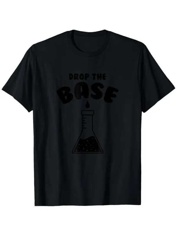 Tailorly Men's Printed Tee - Drop The Base Laboratory Flask With Liquid Chemistry Pun made by Tailorly