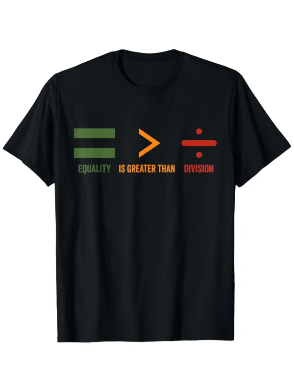 Tailorly Men's Printed Tee - Equality Is Greater Than Division With Colorful Math Symbols T Shirt made by Tailorly