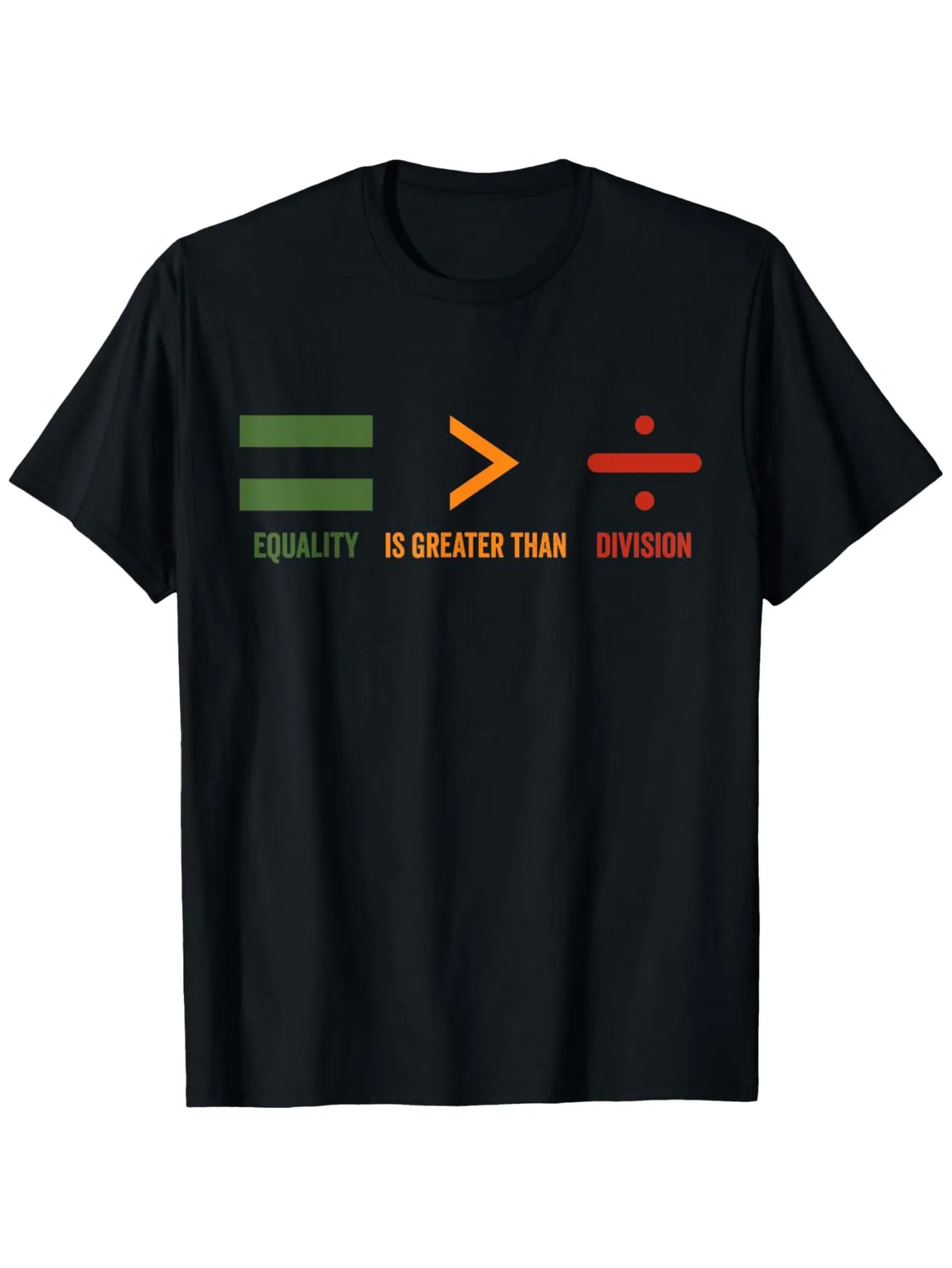 Tailorly Men's Printed Tee - Equality Is Greater Than Division With Colorful Math Symbols T Shirt sold by Tailorly