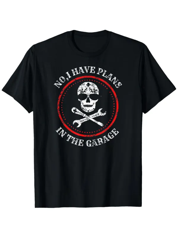 Tailorly Men's Printed Tee - No I Have Plans With Skull And Crossed Tools In The Garage made by Tailorly
