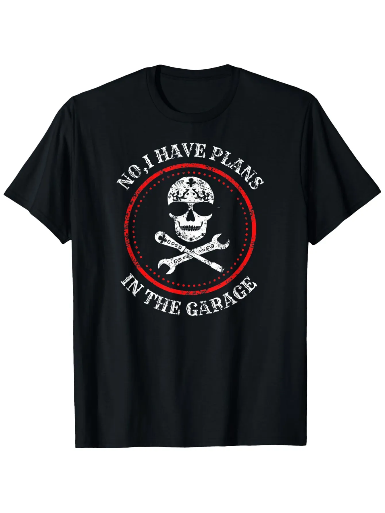 Tailorly Men's Printed Tee - No I Have Plans With Skull And Crossed Tools In The Garage sold by Tailorly