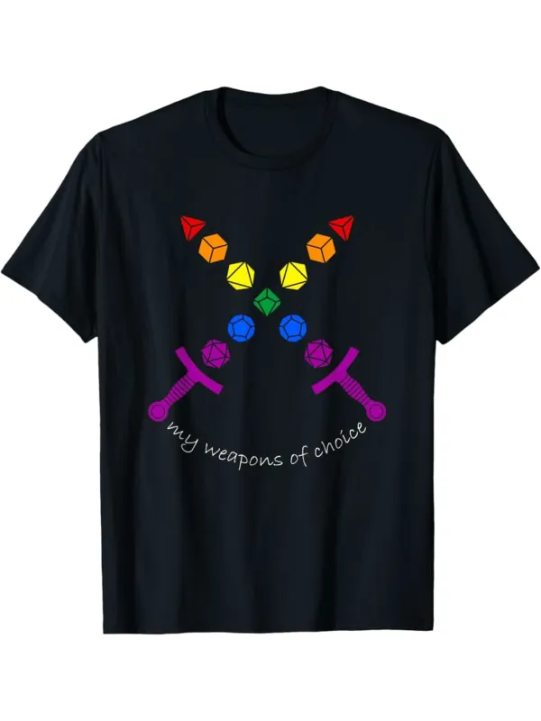 Tailorly Men's Printed Tee - My Weapons Of Choice Dazzling Crystals With Colorful Swords Under Sparkling Gems made by Tailorly