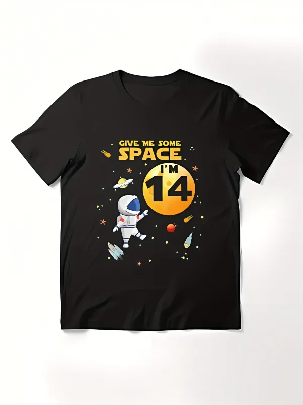Tailorly Men's Printed Tee - Give Me Some Space Floating Astronaut Surrounded By Stars And Distant Planets made by Tailorly