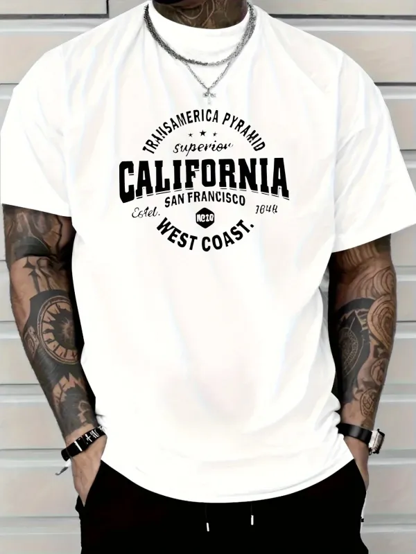 Tailorly Men's Printed Tee - West Coast Urban Typography Inspired Classic California Tee made by Tailorly