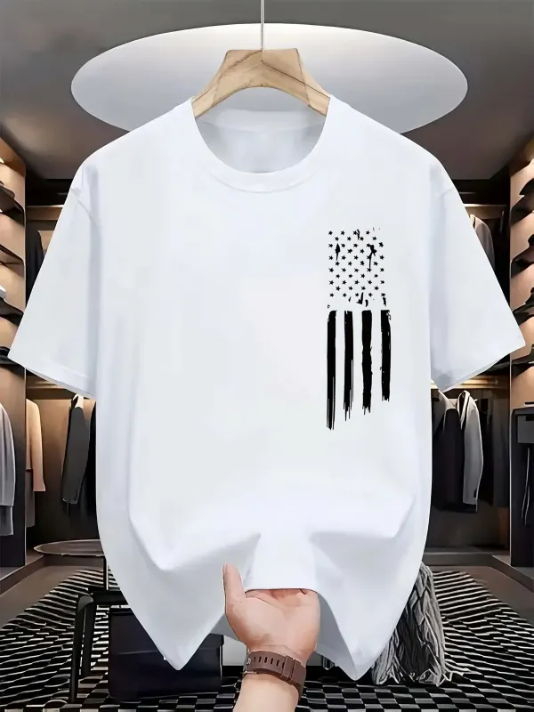 Tailorly Men's Printed Tee - Abstract Minimalist Flag With Artistic Streak Pattern Design made by Tailorly