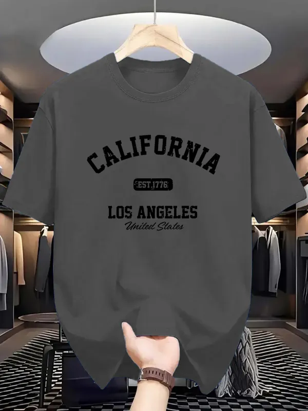 Tailorly Men's Printed Tee - California Los Angeles Urban Style Streetwear Letters Print T Shirt made by Tailorly