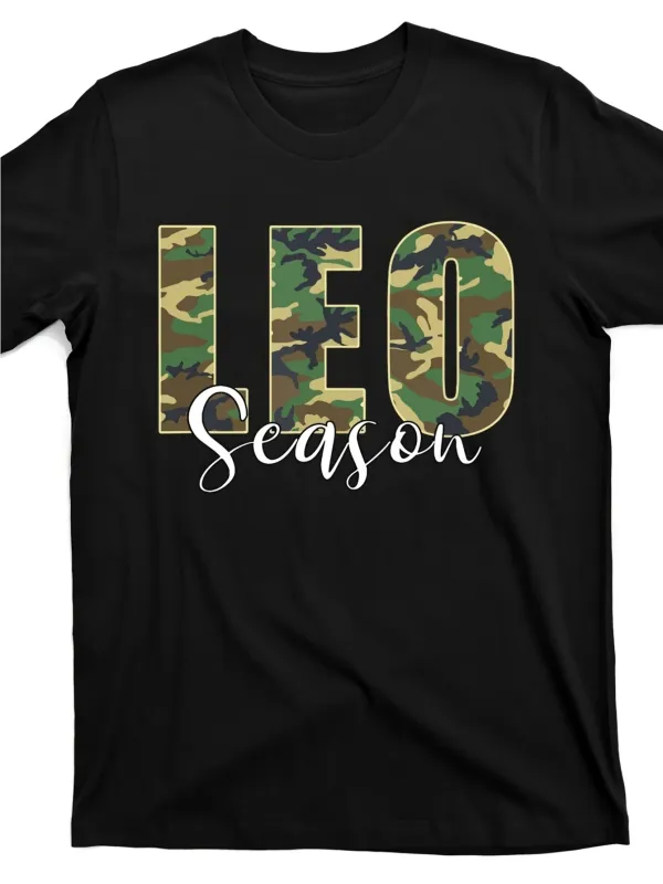 Tailorly Men's Printed Tee - Camouflage LEO Typography With Curved Handwritten Lettering Season made by Tailorly
