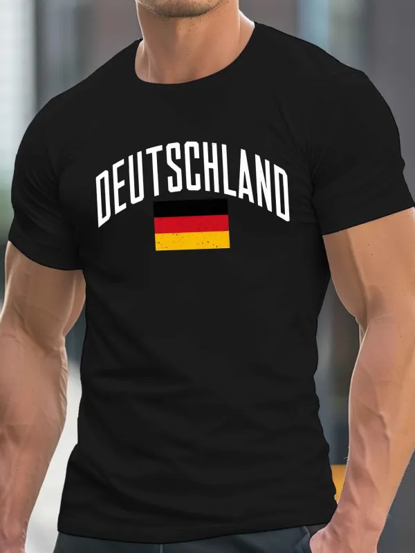 Tailorly Men's Printed Tee - Deutschland Graphic Print With National Colors And Bold Lettering T Shirt made by Tailorly