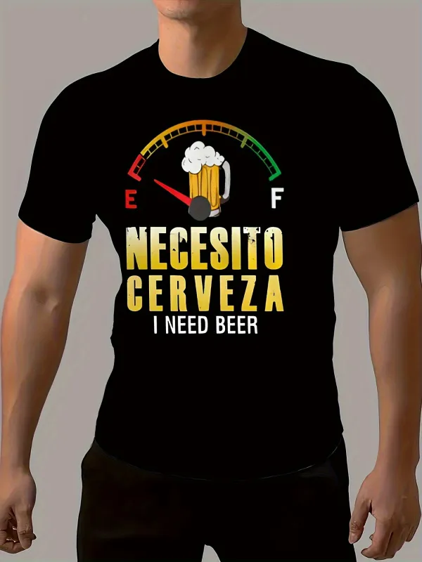 Tailorly Men's Printed Tee - Color Meter With Beer Mug Graphic Among Bold English Letters made by Tailorly