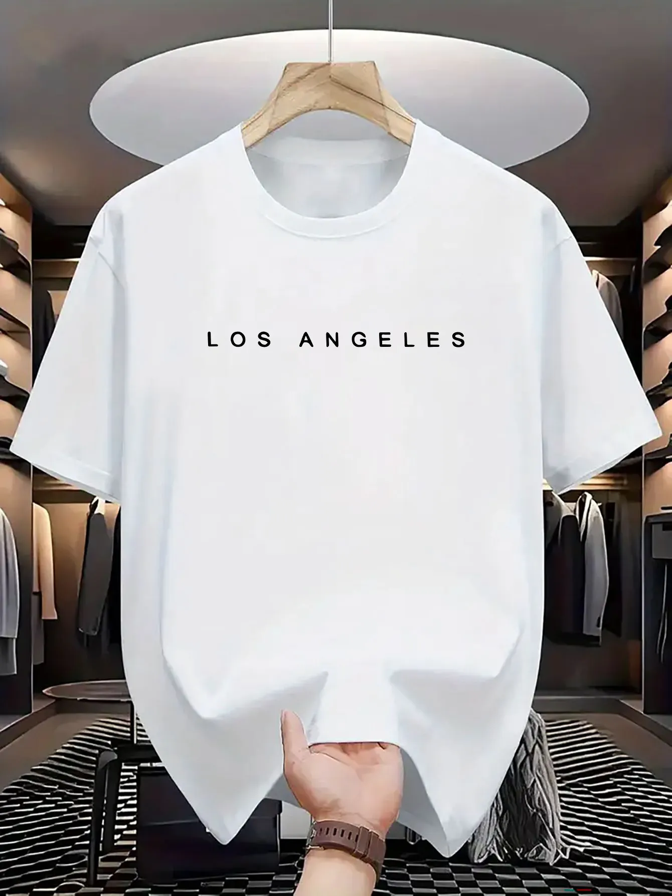 Tailorly Men's Printed Tee - Los Angeles Minimalist Black Letter Print T Shirt Design sold by Tailorly