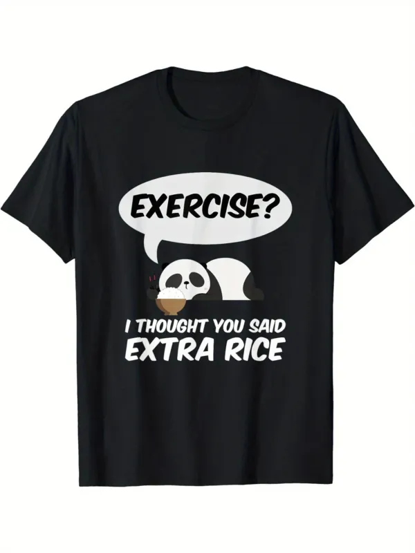 Tailorly Men's Printed Tee - Exercise I Thought You Said Extra Rice With Cute Cartoon Panda Lying Down made by Tailorly