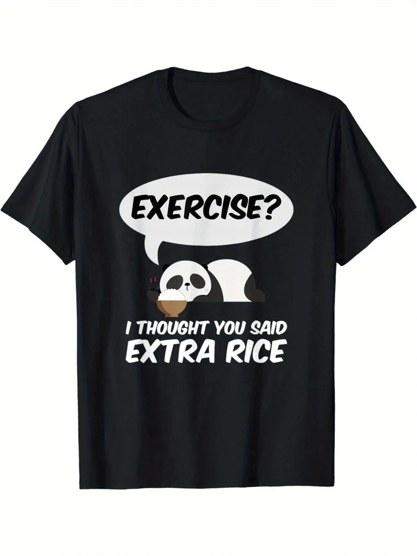 Tailorly Men's Printed Tee - Exercise I Thought You Said Extra Rice With Cute Cartoon Panda Lying Down sold by Tailorly