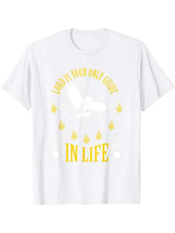 Tailorly Men's Printed Tee - God Is Your Only Guide In Life Radiant Faithful Doves With Golden Rays Symbol Dove made by Tailorly