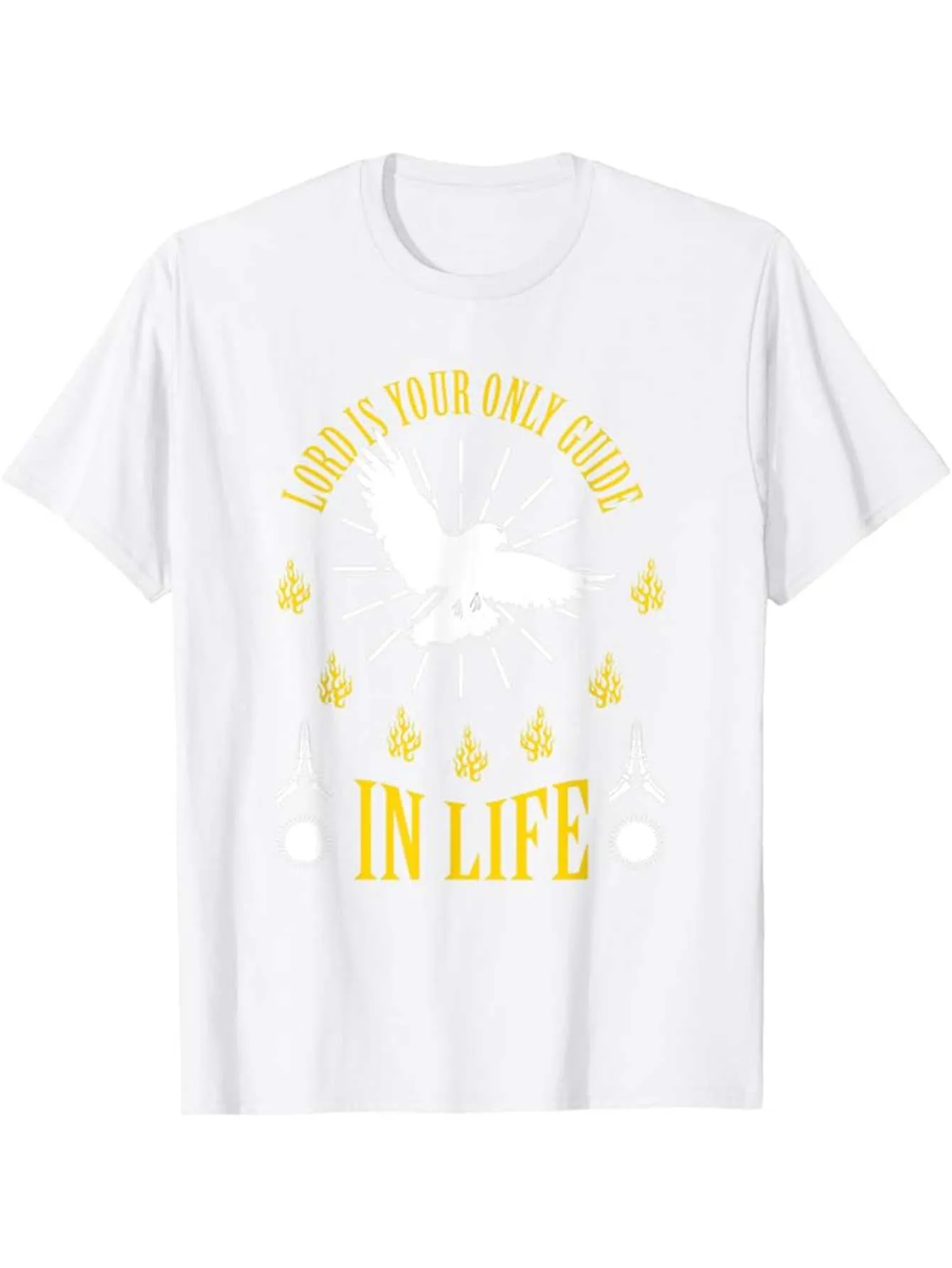 Tailorly Men's Printed Tee - God Is Your Only Guide In Life Radiant Faithful Doves With Golden Rays Symbol Dove sold by Tailorly