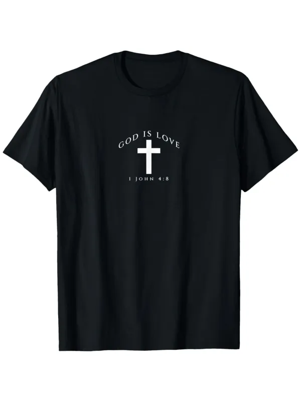 Tailorly Men's Printed Tee - God Is Love Simple Bold White Print Cross made by Tailorly